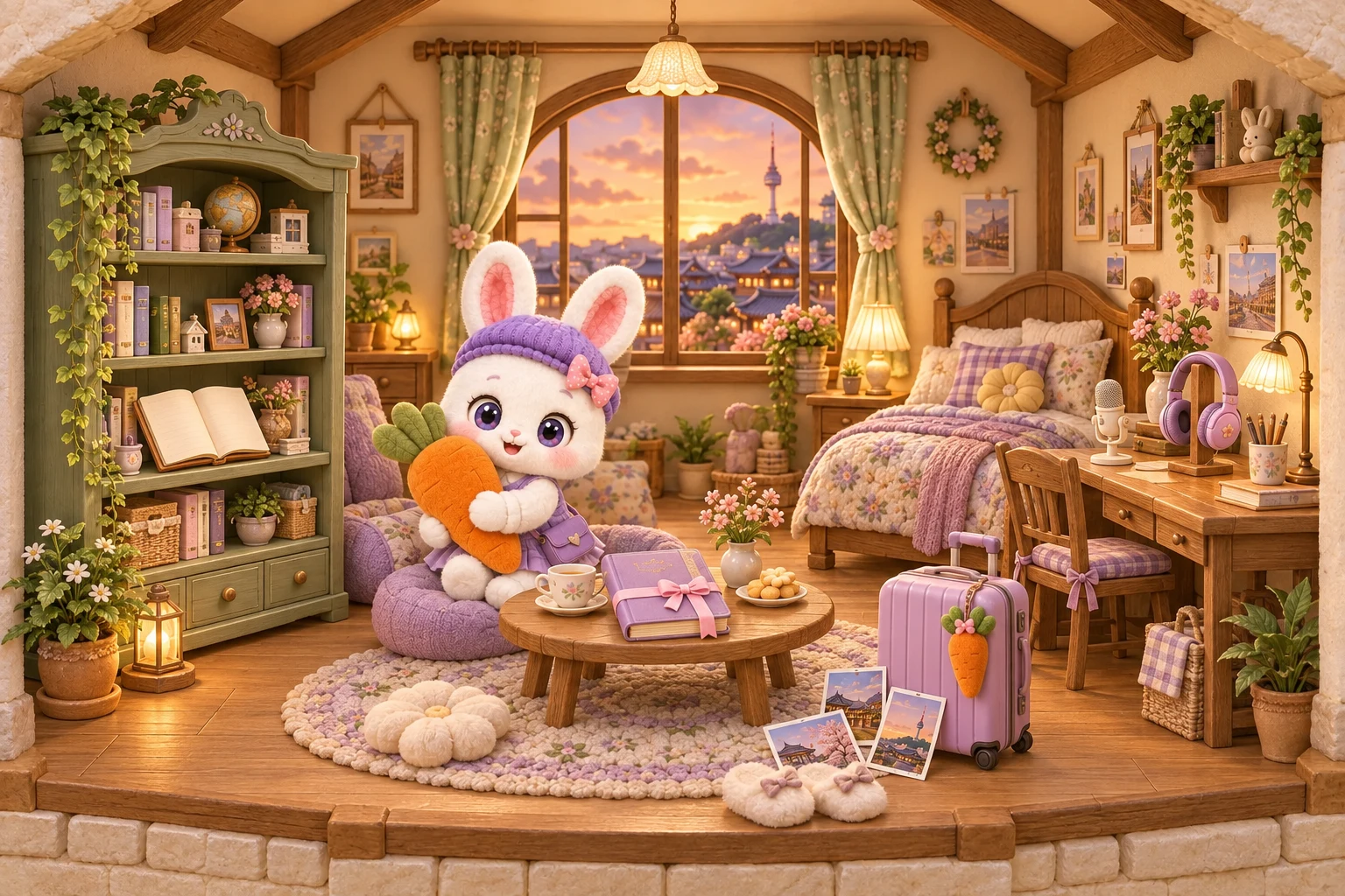 Warm sunset fills Tori’s room.